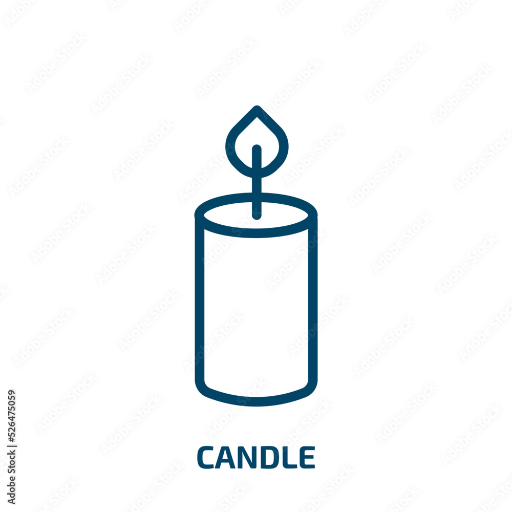 Obraz premium candle icon from religion collection. Thin linear candle, candles, cake outline icon isolated on white background. Line vector candle sign, symbol for web and mobile