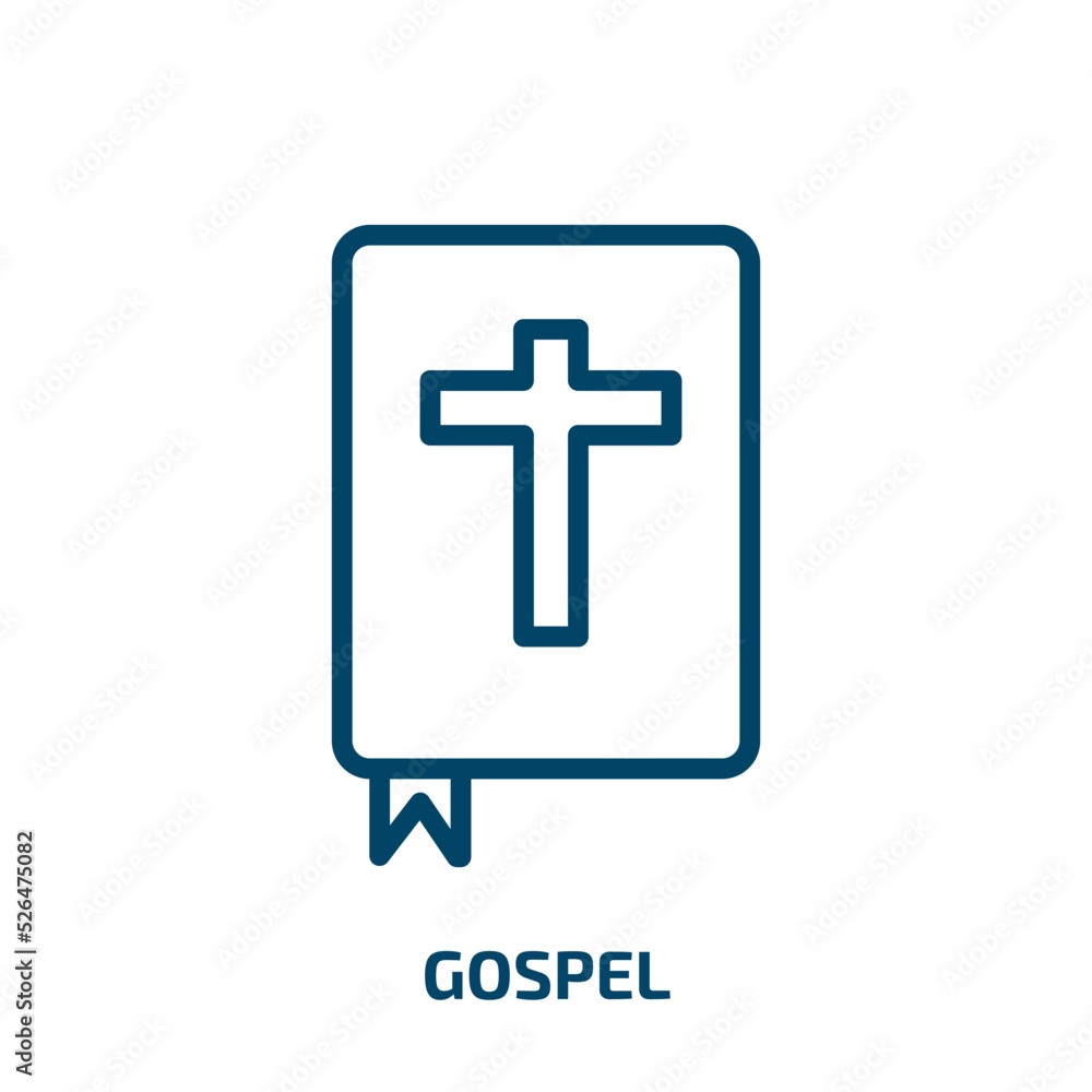 gospel icon from religion collection. Thin linear gospel, jesus, religious outline icon isolated on white background. Line vector gospel sign, symbol for web and mobile gospel icon from religion collection. Thin linear gospel, jesus, religious outline icon isolated on white background. Line vector gospel sign, symbol for web and mobile