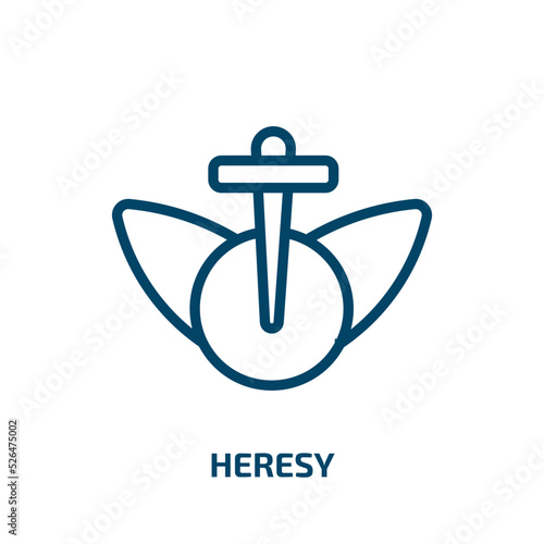 heresy icon from religion collection. Thin linear heresy, religion, orthodox outline icon isolated on white background. Line vector heresy sign, symbol for web and mobile