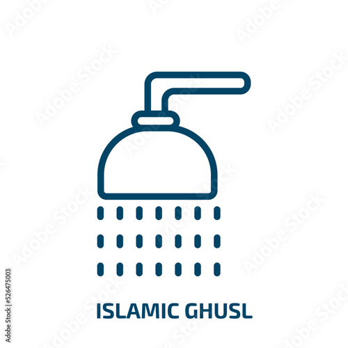islamic ghusl icon from religion collection. Thin linear islamic ghusl, religion, islamic outline icon isolated on white background. Line vector islamic ghusl sign, symbol for web and mobile