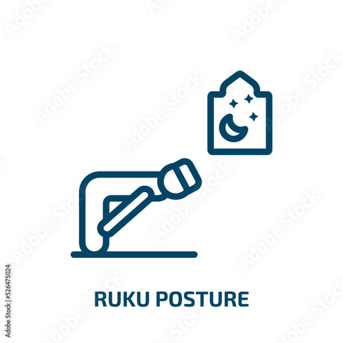 ruku posture icon from religion collection. Thin linear ruku posture, islamic, collection outline icon isolated on white background. Line vector ruku posture sign, symbol for web and mobile