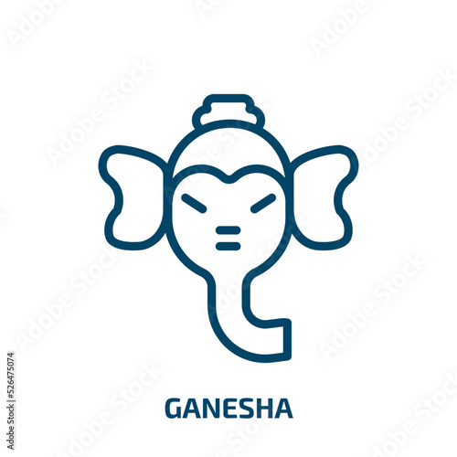 ganesha icon from religion collection. Thin linear ganesha, elephant, indian outline icon isolated on white background. Line vector ganesha sign, symbol for web and mobile
