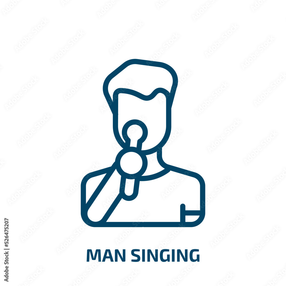 man singing icon from people collection. Thin linear man singing, concert, music outline icon isolated on white background. Line vector man singing sign, symbol for web and mobile man singing icon from people collection. Thin linear man singing, concert, music outline icon isolated on white background. Line vector man singing sign, symbol for web and mobile