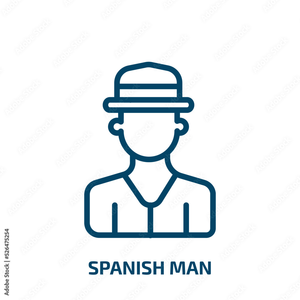 spanish man icon from people collection. Thin linear spanish man, man, spanish outline icon isolated on white background. Line vector spanish man sign, symbol for web and mobile