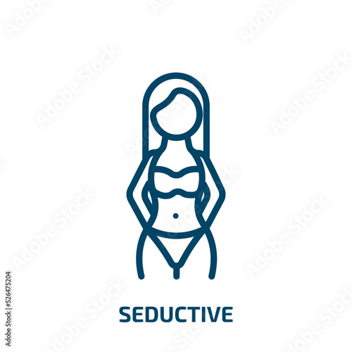 seductive icon from people collection. Thin linear seductive, beautiful, female outline icon isolated on white background. Line vector seductive sign, symbol for web and mobile