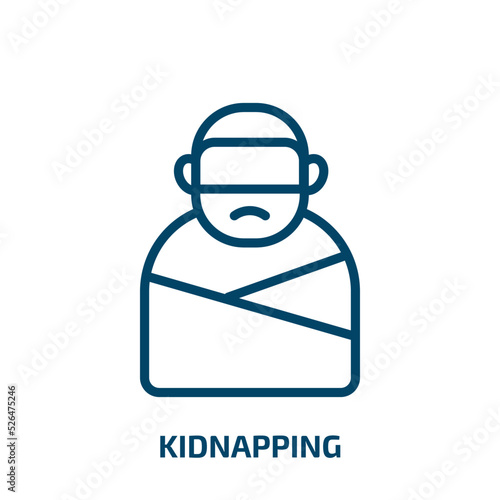 kidnapping icon from people collection. Thin linear kidnapping, crime, gun outline icon isolated on white background. Line vector kidnapping sign, symbol for web and mobile