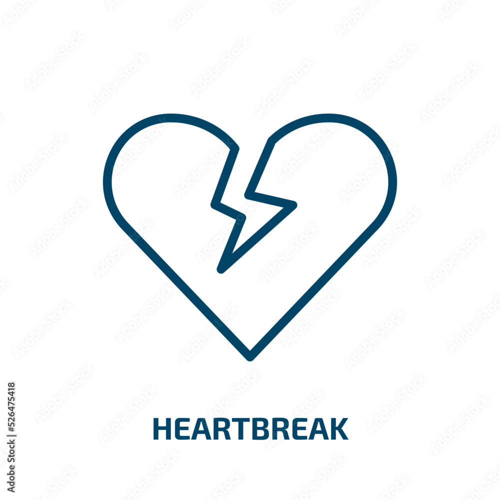 heartbreak icon from shapes collection. Thin linear heartbreak, break, love outline icon isolated on white background. Line vector heartbreak sign, symbol for web and mobile heartbreak icon from shapes collection. Thin linear heartbreak, break, love outline icon isolated on white background. Line vector heartbreak sign, symbol for web and mobile