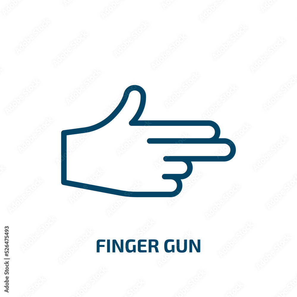 finger gun icon from shapes collection. Thin linear finger gun, gun, gesture outline icon isolated on white background. Line vector finger gun sign, symbol for web and mobile finger gun icon from shapes collection. Thin linear finger gun, gun, gesture outline icon isolated on white background. Line vector finger gun sign, symbol for web and mobile