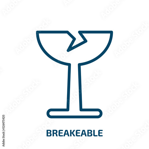 breakeable icon from shapes collection. Thin linear breakeable, glass, careful outline icon isolated on white background. Line vector breakeable sign, symbol for web and mobile