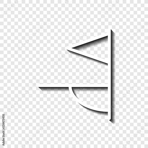 Corner kick flag simple icon vector. Flat design. White with shadow on transparent grid.ai