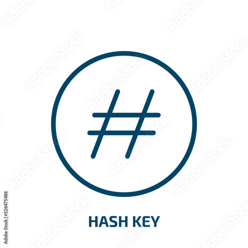hash key icon from shapes collection. Thin linear hash key, tag, communication outline icon isolated on white background. Line vector hash key sign, symbol for web and mobile