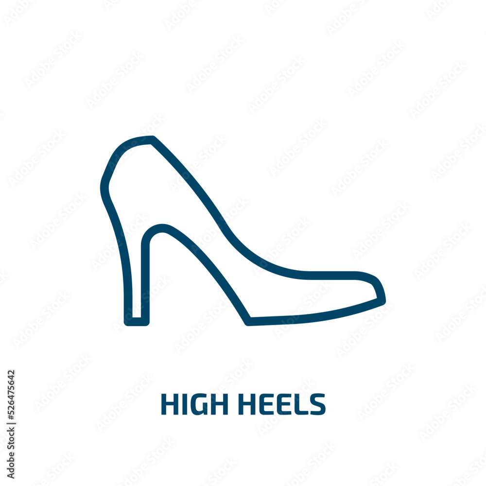 high heels icon from signs collection. Thin linear high heels, fashion, female outline icon isolated on white background. Line vector high heels sign, symbol for web and mobile high heels icon from signs collection. Thin linear high heels, fashion, female outline icon isolated on white background. Line vector high heels sign, symbol for web and mobile