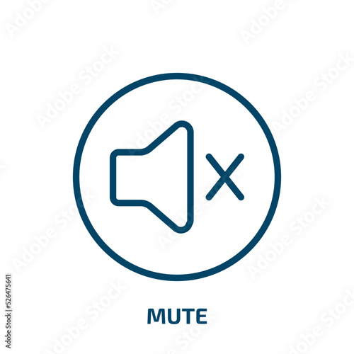 mute icon from signs collection. Thin linear mute, sound, music outline icon isolated on white background. Line vector mute sign, symbol for web and mobile