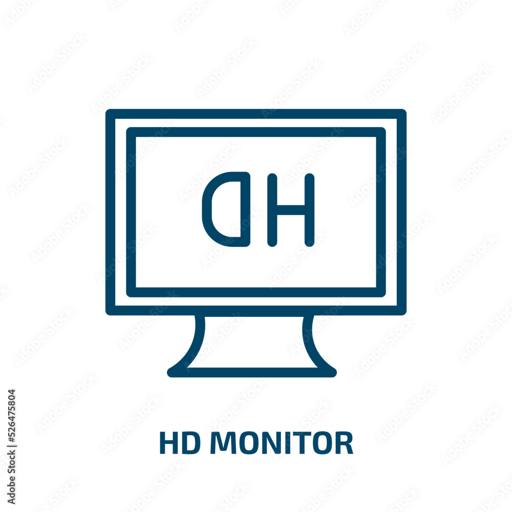 hd monitor icon from technology collection. Thin linear hd monitor, tv, television outline icon isolated on white background. Line vector hd monitor sign, symbol for web and mobile hd monitor icon from technology collection. Thin linear hd monitor, tv, television outline icon isolated on white background. Line vector hd monitor sign, symbol for web and mobile