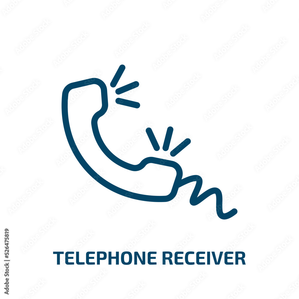 Fototapeta premium telephone receiver icon from technology collection. Thin linear telephone receiver, receiver, call outline icon isolated on white background. Line vector telephone receiver sign, symbol for web and
