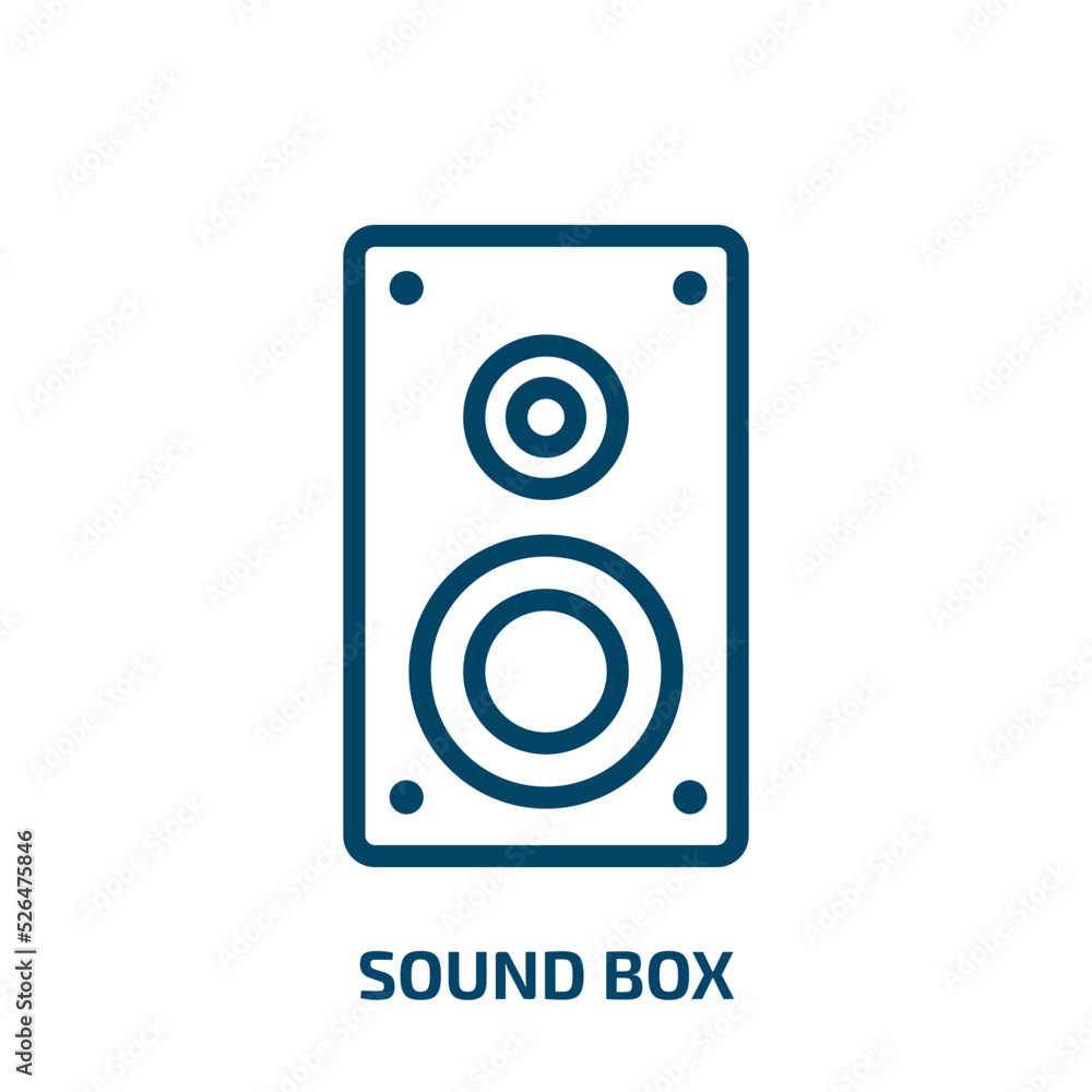 sound box icon from technology collection. Thin linear sound box, sound, box outline icon isolated on white background. Line vector sound box sign, symbol for web and mobile sound box icon from technology collection. Thin linear sound box, sound, box outline icon isolated on white background. Line vector sound box sign, symbol for web and mobile