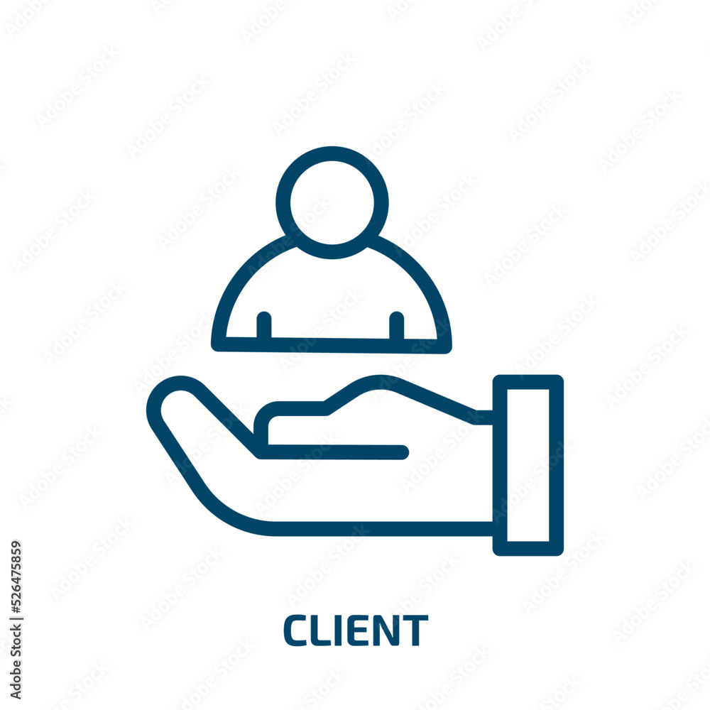 client icon from technology collection. Thin linear client, business, internet outline icon isolated on white background. Line vector client sign, symbol for web and mobile client icon from technology collection. Thin linear client, business, internet outline icon isolated on white background. Line vector client sign, symbol for web and mobile