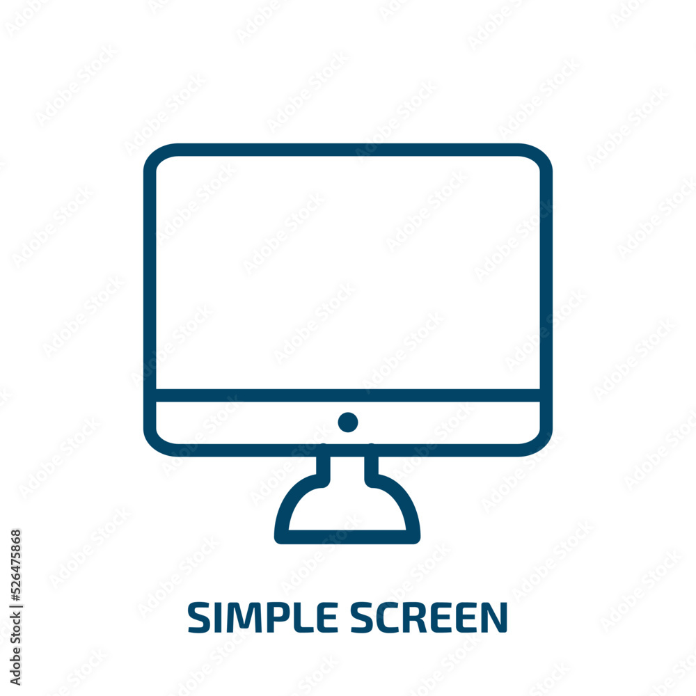 simple screen icon from technology collection. Thin linear simple screen, screen, simple outline icon isolated on white background. Line vector simple screen sign, symbol for web and mobile simple screen icon from technology collection. Thin linear simple screen, screen, simple outline icon isolated on white background. Line vector simple screen sign, symbol for web and mobile