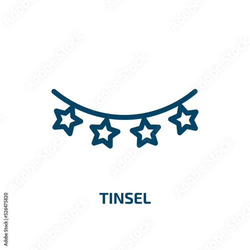tinsel icon from technology collection. Thin linear tinsel  gold  star outline icon isolated on white background. Line vector tinsel sign  symbol for web and mobile