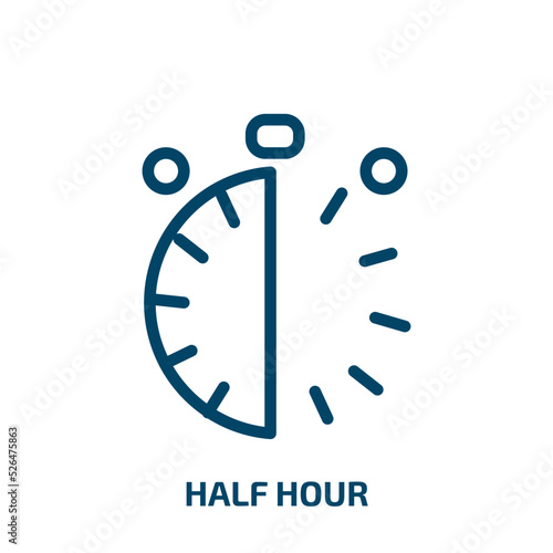 half hour icon from technology collection. Thin linear half hour, hour, clock outline icon isolated on white background. Line vector half hour sign, symbol for web and mobile