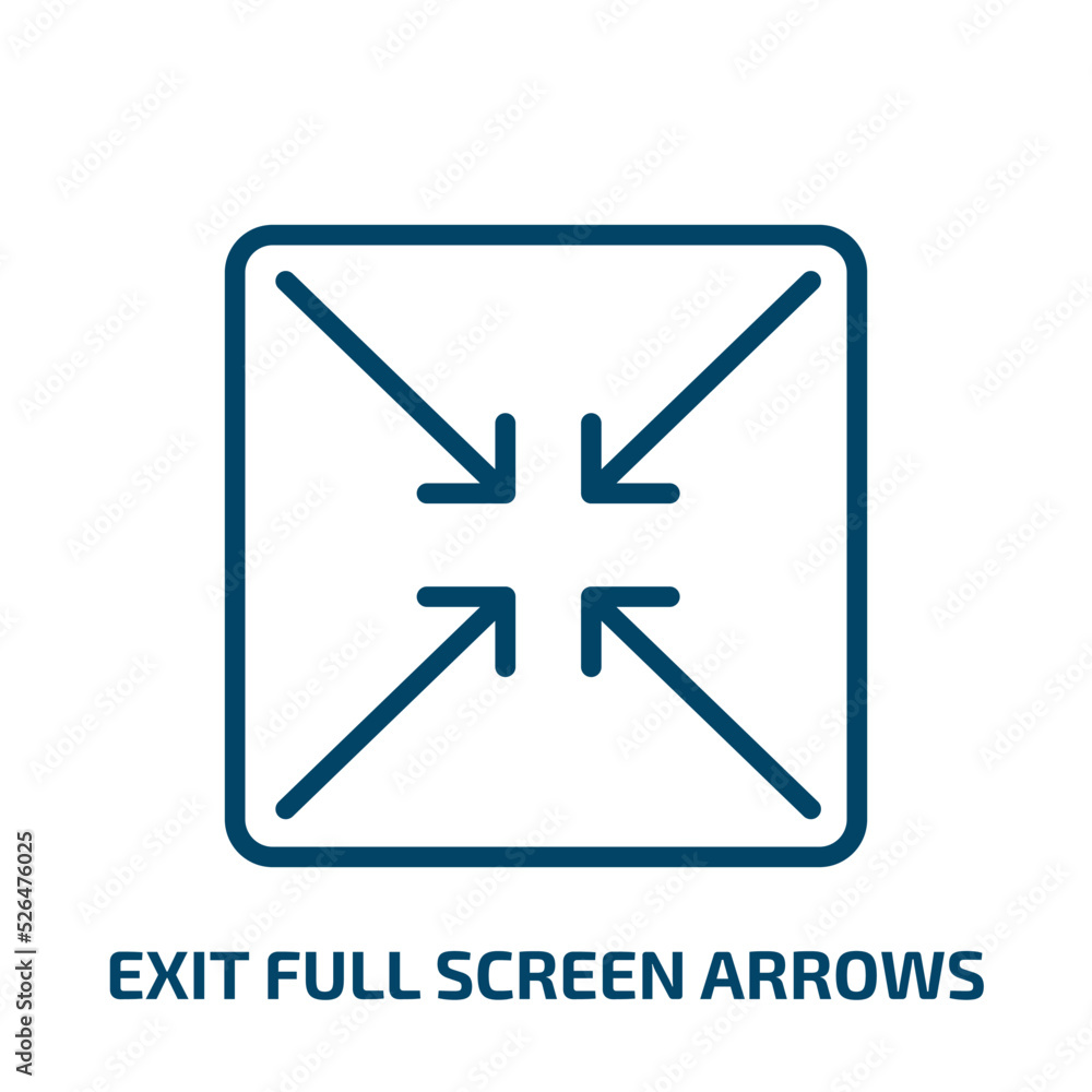 Obraz premium exit full screen arrows icon from user interface collection. Thin linear exit full screen arrows, movie, arrow outline icon isolated on white background. Line vector exit full screen arrows sign,
