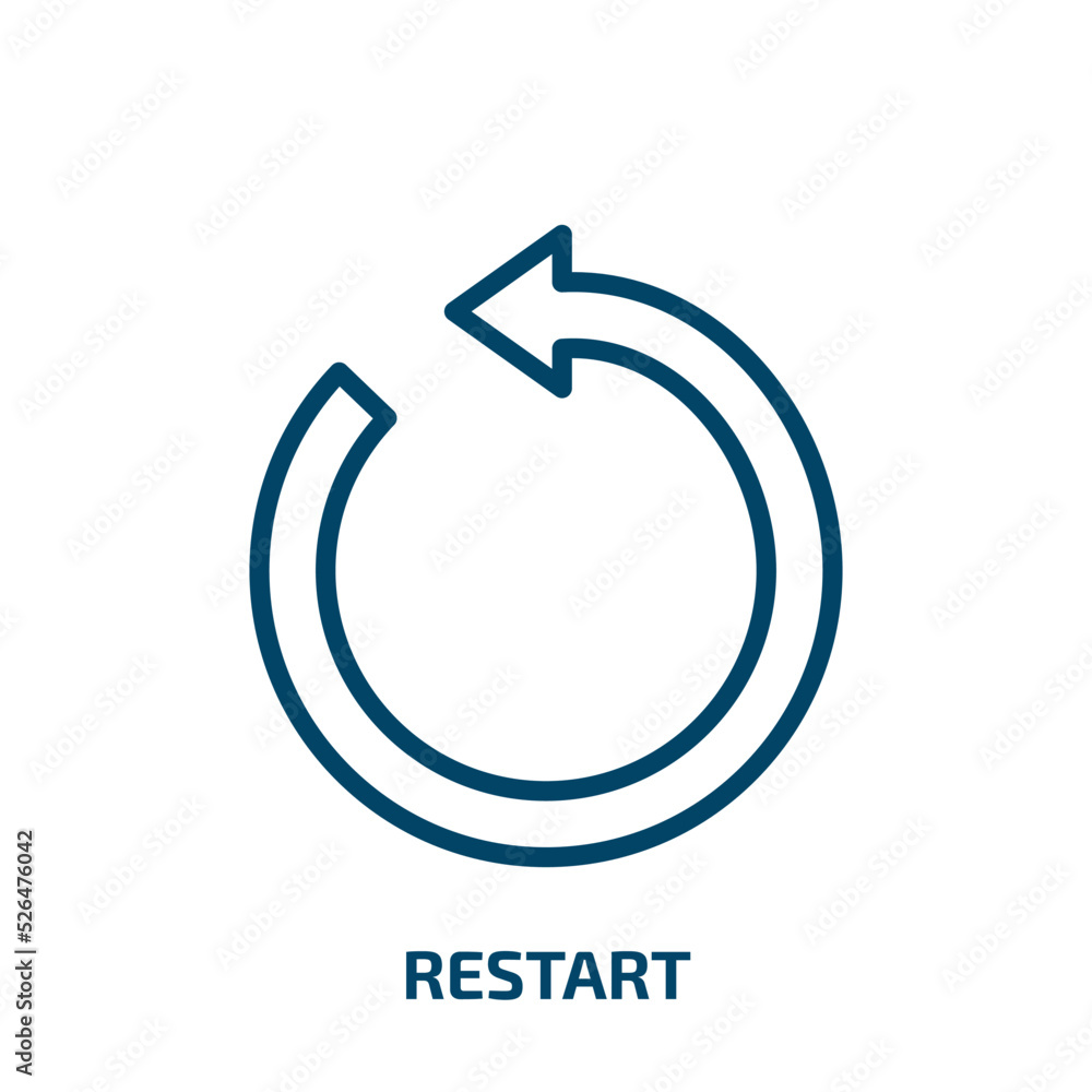 restart icon from user interface collection. Thin linear restart, arrow, reload outline icon isolated on white background. Line vector restart sign, symbol for web and mobile restart icon from user interface collection. Thin linear restart, arrow, reload outline icon isolated on white background. Line vector restart sign, symbol for web and mobile