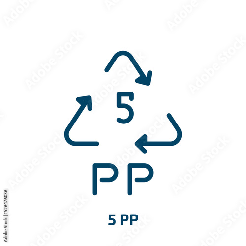 5 pp icon from user interface collection. Thin linear 5 pp, pp, recycling outline icon isolated on white background. Line vector 5 pp sign, symbol for web and mobile