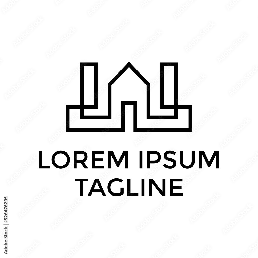 Initial W Building Logo Design Initial W Building Logo Design