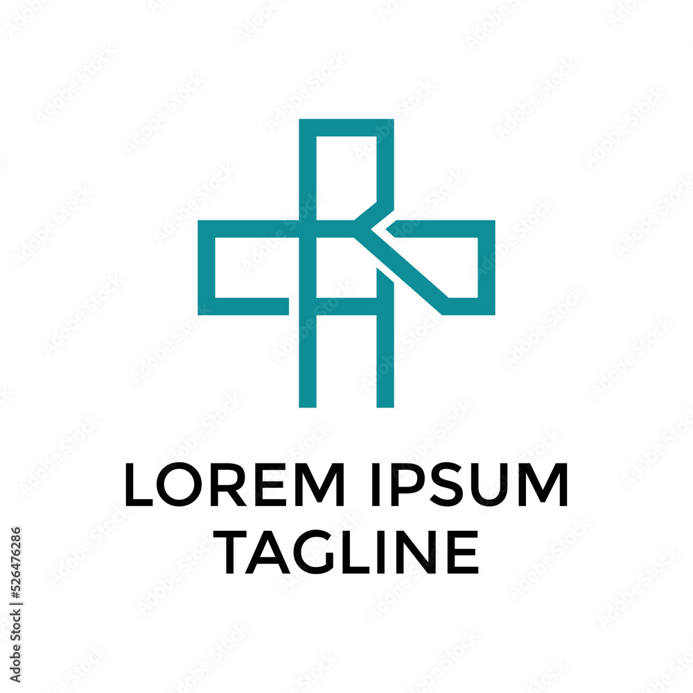 RH pharmacy logo design Letter R and H logo formed medical cross symbol RH pharmacy logo design Letter R and H logo formed medical cross symbol