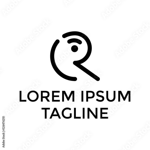 Initial CR with wifi symbol logo icon design