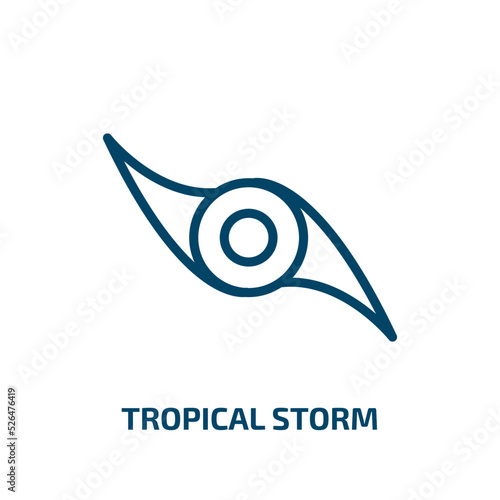 tropical storm icon from weather collection. Thin linear tropical storm, weather, storm outline icon isolated on white background. Line vector tropical storm sign, symbol for web and mobile