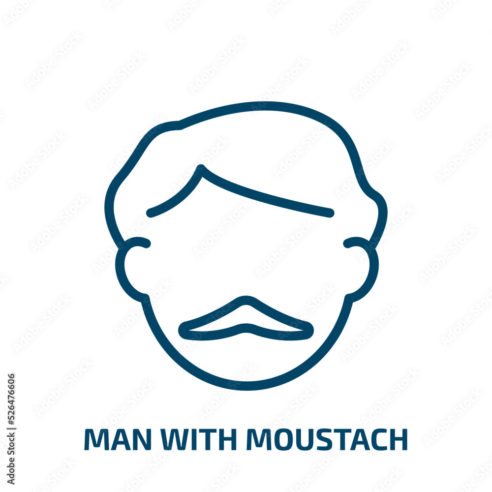 man with moustach icon from business collection. Thin linear man with moustach, man, moustache outline icon isolated on white background. Line vector man with moustach sign, symbol for web and mobile man with moustach icon from business collection. Thin linear man with moustach, man, moustache outline icon isolated on white background. Line vector man with moustach sign, symbol for web and mobile