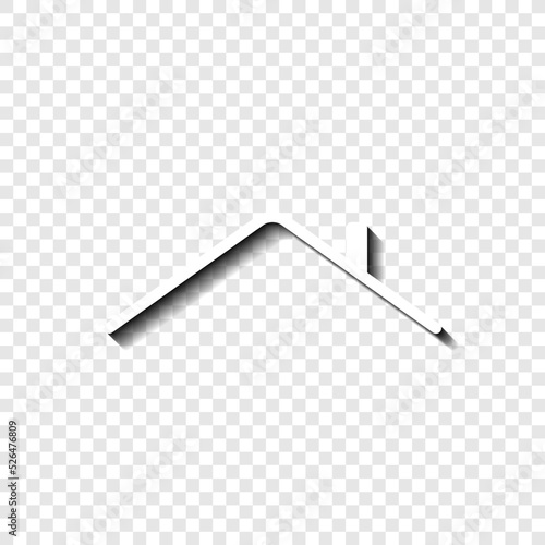 House roof simple icon vector. Flat design. White with shadow on transparent grid.ai