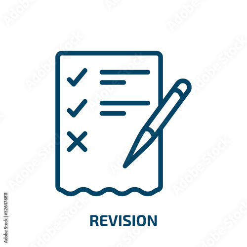 revision icon from business and finance collection. Thin linear revision, arrow, pointer outline icon isolated on white background. Line vector revision sign, symbol for web and mobile