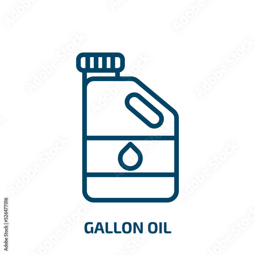 gallon oil icon from construction tools collection. Thin linear gallon oil, diesel, fuel outline icon isolated on white background. Line vector gallon oil sign, symbol for web and mobile