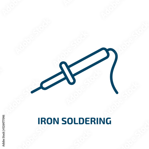 iron soldering icon from construction and tools collection. Thin linear iron soldering, solder, hardware outline icon isolated on white background. Line vector iron soldering sign, symbol for web and