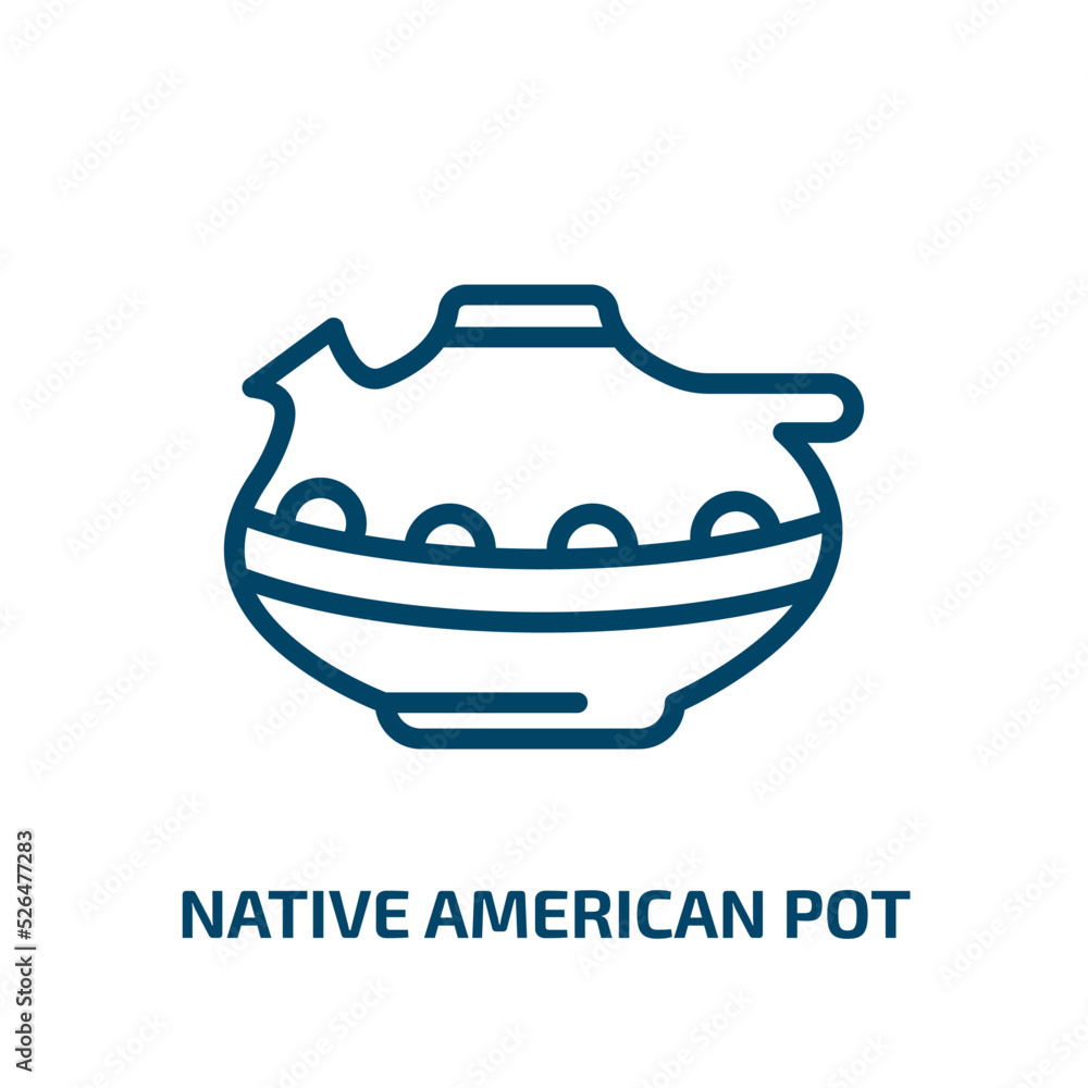 native american pot icon from culture collection. Thin linear native american pot, pot, pottery outline icon isolated on white background. Line vector native american pot sign, symbol for web and native american pot icon from culture collection. Thin linear native american pot, pot, pottery outline icon isolated on white background. Line vector native american pot sign, symbol for web and