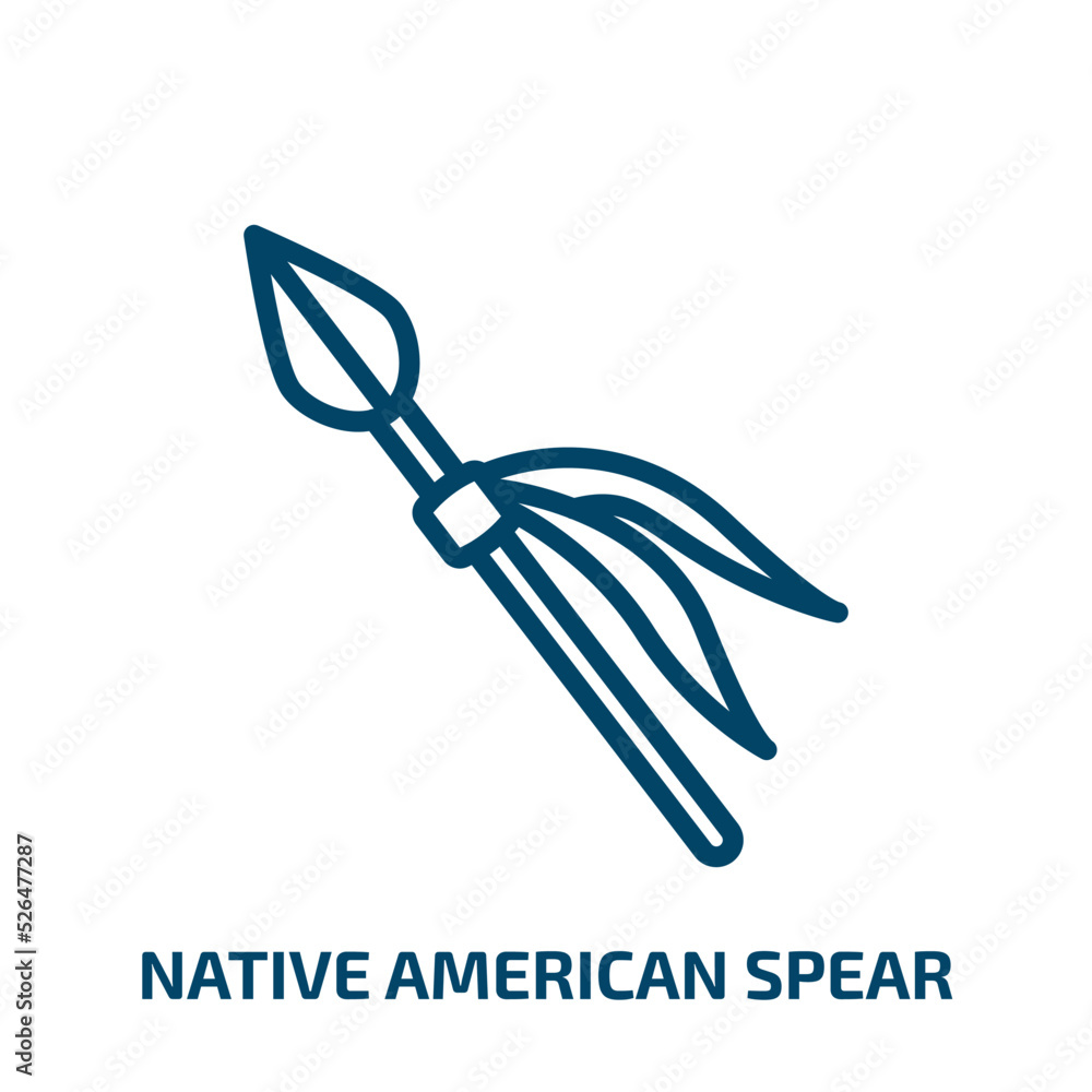 native american spear icon from culture collection. Thin linear native