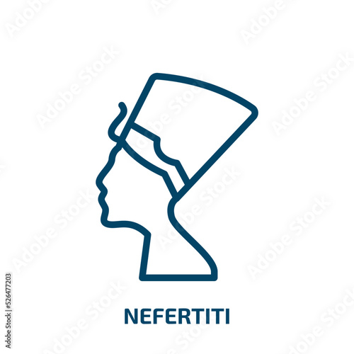 nefertiti icon from culture collection. Thin linear nefertiti, antique, old outline icon isolated on white background. Line vector nefertiti sign, symbol for web and mobile