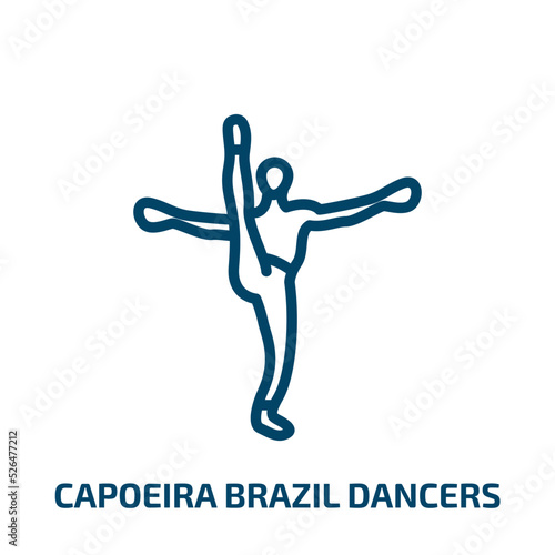 capoeira brazil dancers icon from culture collection. Thin linear capoeira brazil dancers, vector, illustration outline icon isolated on white background. Line vector capoeira brazil dancers sign,