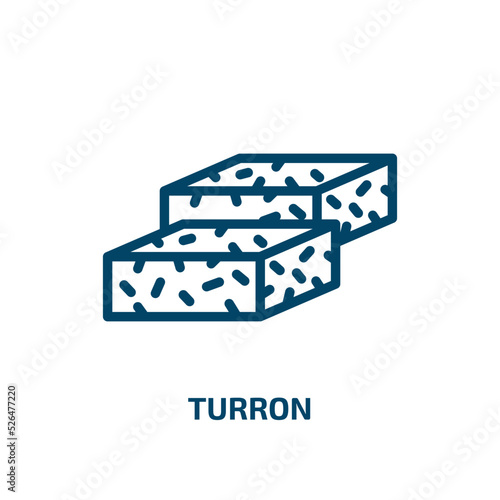turron icon from culture collection. Thin linear turron, spain, tapas outline icon isolated on white background. Line vector turron sign, symbol for web and mobile