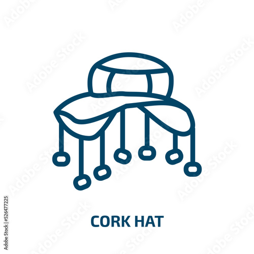 cork hat icon from culture collection. Thin linear cork hat, cork, cap outline icon isolated on white background. Line vector cork hat sign, symbol for web and mobile