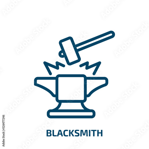 blacksmith icon from cultures collection. Thin linear blacksmith, smith, craft outline icon isolated on white background. Line vector blacksmith sign, symbol for web and mobile