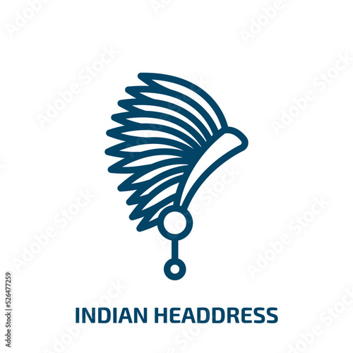 indian headdress icon from culture collection. Thin linear indian headdress, head, native outline icon isolated on white background. Line vector indian headdress sign, symbol for web and mobile