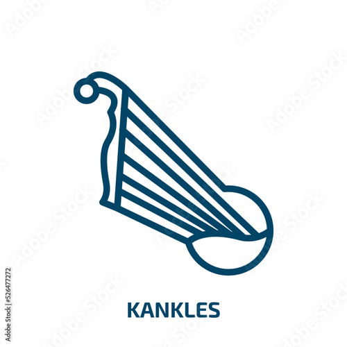 kankles icon from culture collection. Thin linear kankles, traditional, instrument outline icon isolated on white background. Line vector kankles sign, symbol for web and mobile