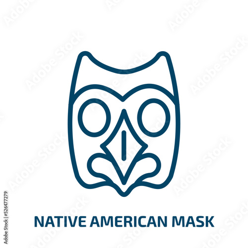 native american mask icon from culture collection. Thin linear native american mask, native, totem outline icon isolated on white background. Line vector native american mask sign, symbol for web and
