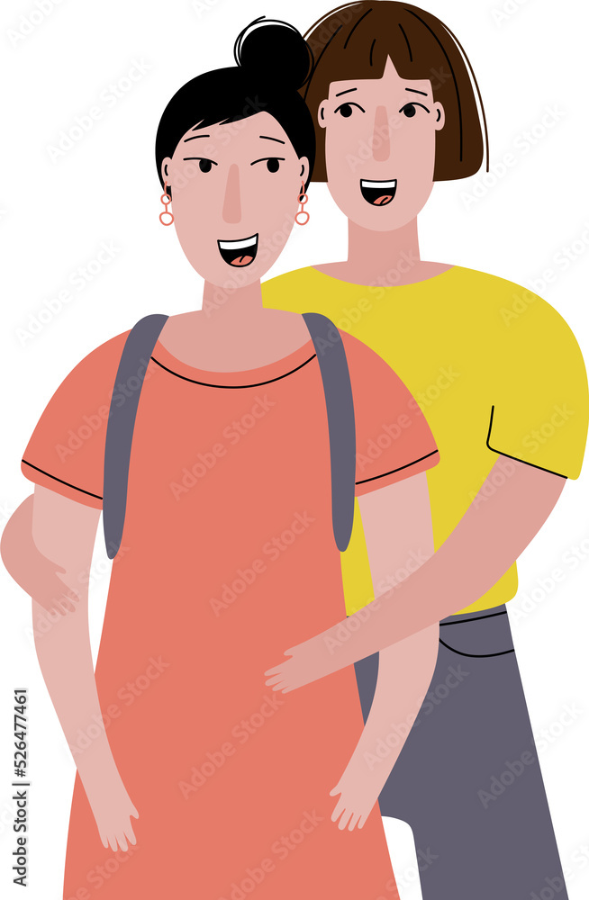 Happy women hugging. Lesbian interracial couple. lgbt family Happy women hugging. Lesbian interracial couple. lgbt family