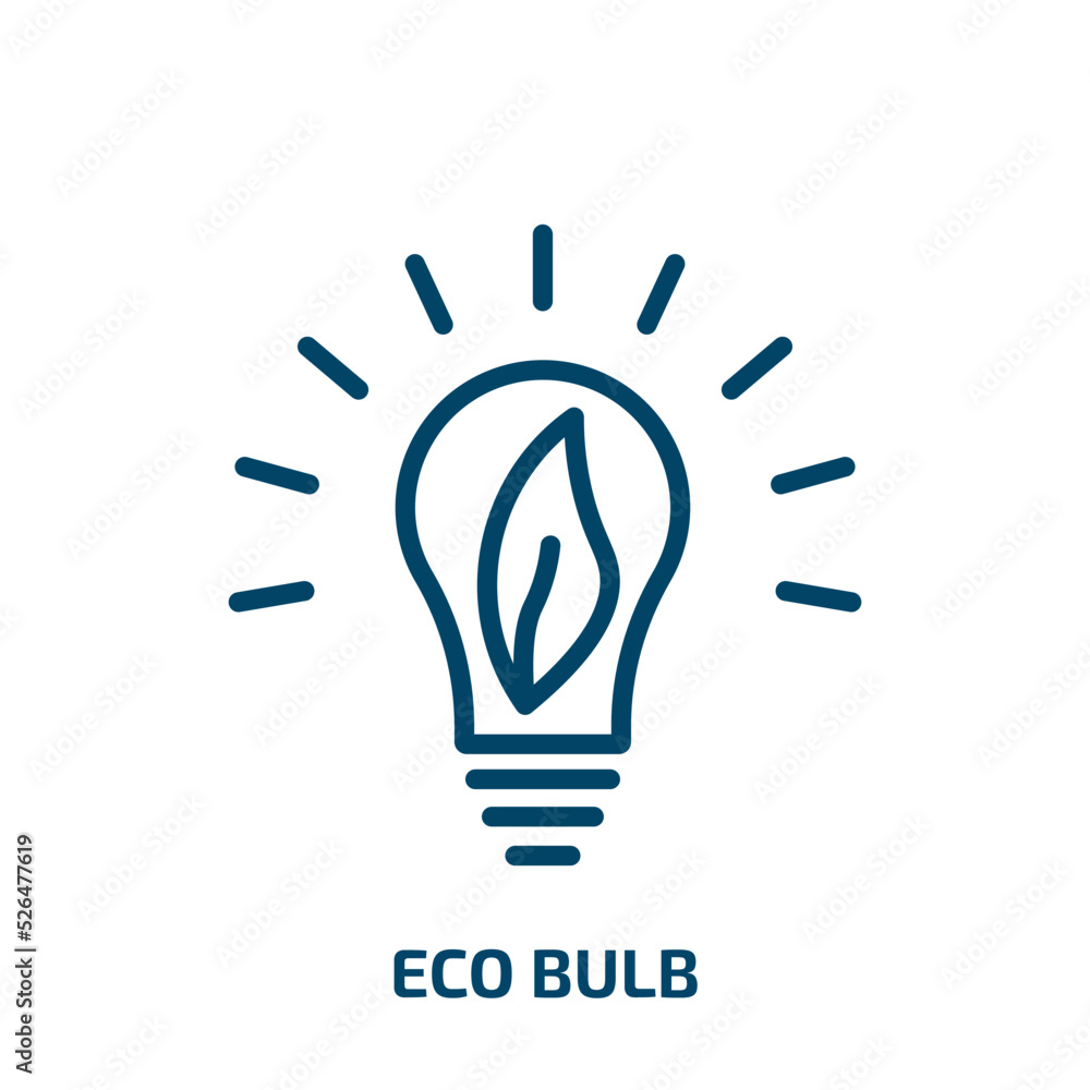 eco bulb icon from ecology collection. Thin linear eco bulb, energy, bio outline icon isolated on white background. Line vector eco bulb sign, symbol for web and mobile eco bulb icon from ecology collection. Thin linear eco bulb, energy, bio outline icon isolated on white background. Line vector eco bulb sign, symbol for web and mobile