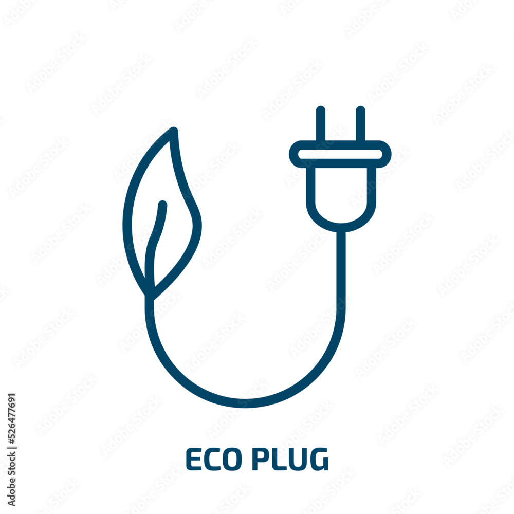 eco plug icon from ecology collection. Thin linear eco plug, eco, energy outline icon isolated on white background. Line vector eco plug sign, symbol for web and mobile eco plug icon from ecology collection. Thin linear eco plug, eco, energy outline icon isolated on white background. Line vector eco plug sign, symbol for web and mobile