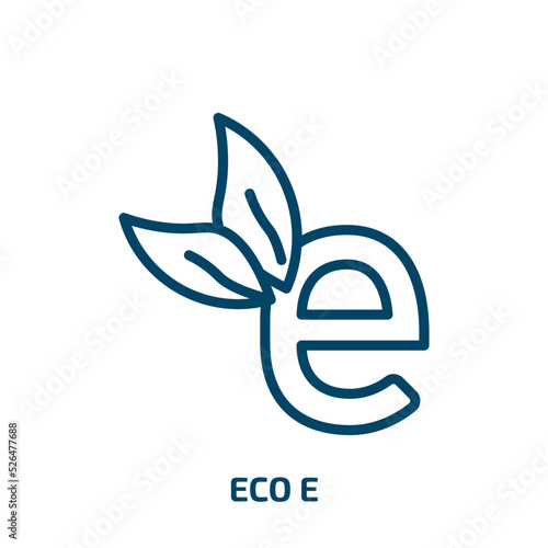 eco e icon from ecology collection. Thin linear eco e, eco, environment outline icon isolated on white background. Line vector eco e sign, symbol for web and mobile